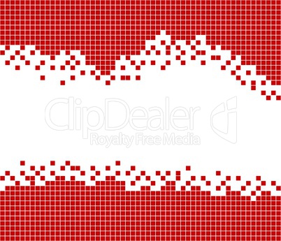 Rotes Mosaik mit ungleichmäßiger Kante und freier weißer Fläche