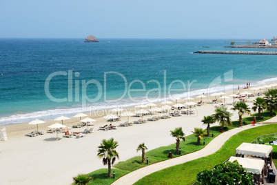 the beach at luxury hotel, fujairah, uae