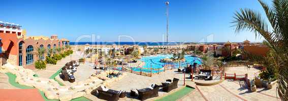 panorama of the beach at luxury hotel, sharm el sheikh, egypt