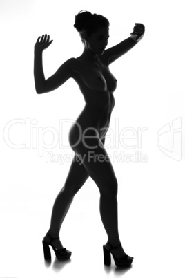 silhouette of a naked woman