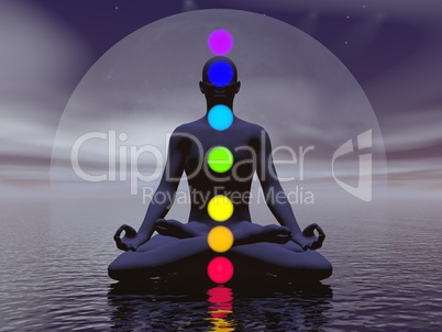 chakras at night- 3d render