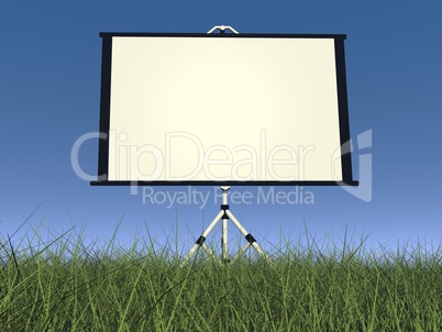 empty white projector screen - 3d render