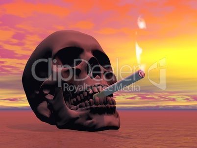 skull smoking a cigarette - 3d render