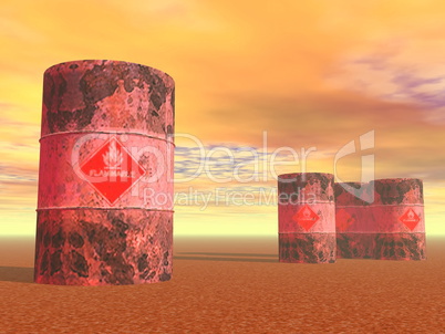 barrels with flame sign - 3d render