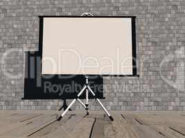 empty white projector screen - 3d render