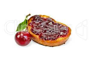 bread with cherry jam and cherry
