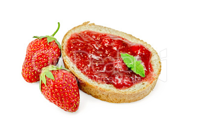 bread with strawberry jam and berries