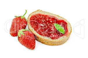 bread with strawberry jam and berries