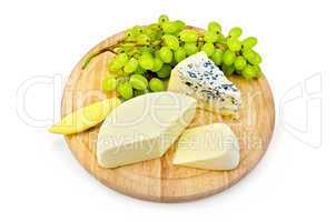 cheese blue and suluguni with grapes