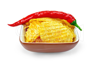 chips in a bowl of hot peppers