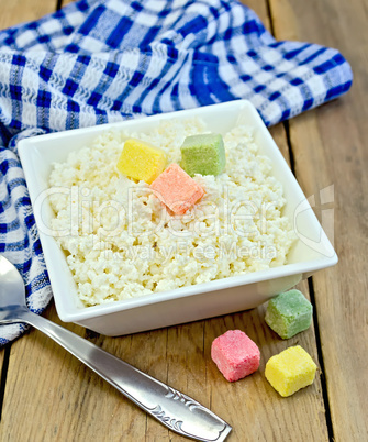 curd with colored sugar