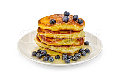 flapjacks with blueberries and honey