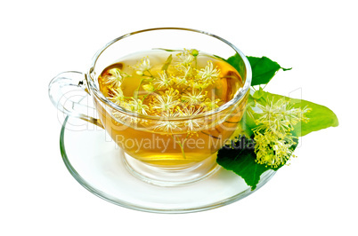 herbal tea from linden flowers in a cup