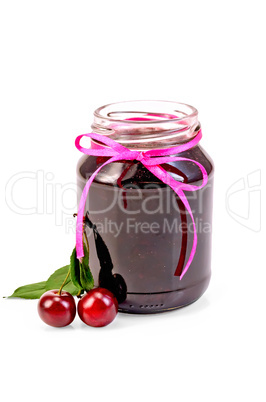 jam cherry in a glass jar