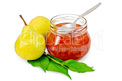 jam pear with pears and spoon