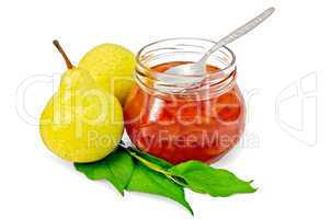 jam pear with pears and spoon