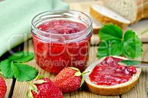jam strawberry with bread on the board