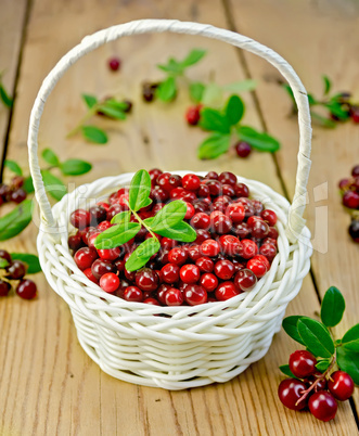 lingonberries in a white wicker basket