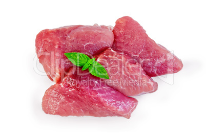 meat pork slices with basil