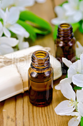 oil aromatic and white soap with flowers of apple