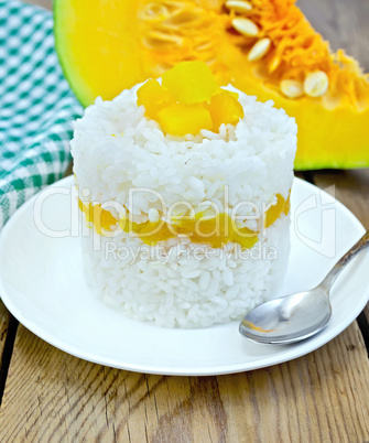 rice with pumpkin on board