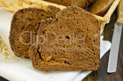 Rye homemade bread on a white napkin