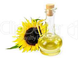 vegetable oil in a carafe with a sunflower