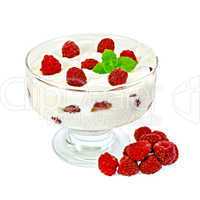 yogurt thick with raspberries and mint