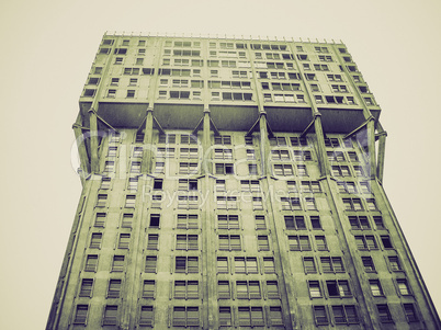 vintage sepia torre velasca brutalist architecture milan