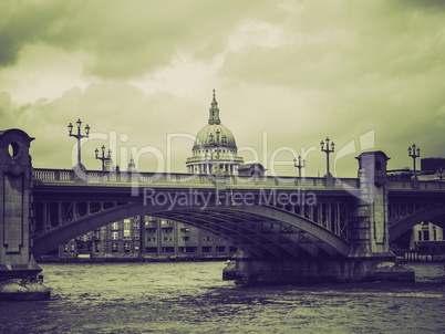 vintage sepia river thames in london