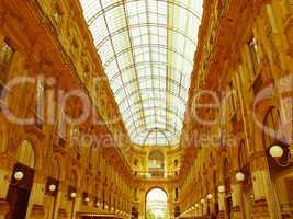 retro looking galleria vittorio emanuele ii, milan