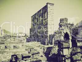 vintage sepia roman theatre aosta