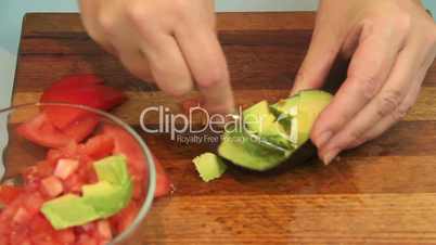 making avocado salsa