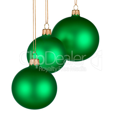 weihnachtliche verzierung mit 3 grünen kugeln