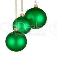 weihnachtliche verzierung mit 3 grünen kugeln