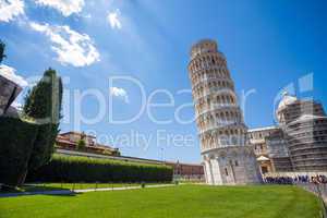 pisa, piazza del duomo, with the basilica leaning tower