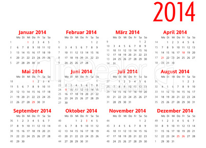 Kalender 2014 Quer rot