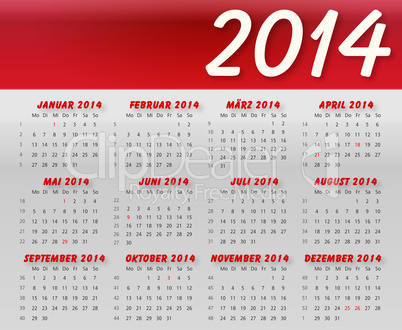 Kalender 2014 Quer rot