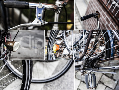 collage mit details von alten fahrrädern