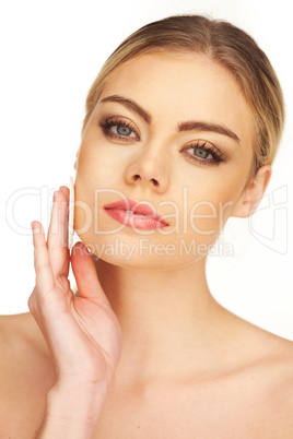 closeup portrait of young beautiful blonde girl