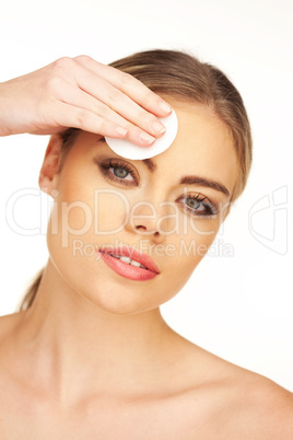 closeup portrait of young beautiful blonde girl