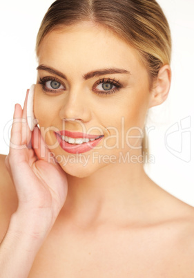 closeup portrait of young beautiful blonde girl