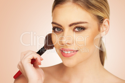 closeup portrait of young beautiful girl on white