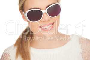 young blond woman with sunglases,