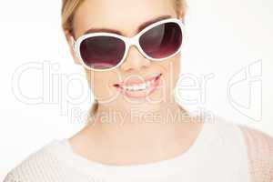 young blond woman with sunglases,