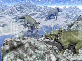 styracosaurus near water- 3d render