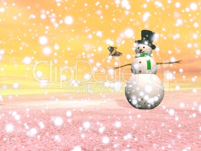 snowman under the snow - 3d render