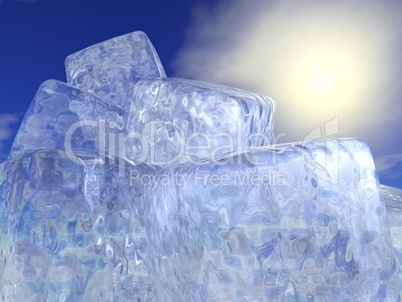 ice cubes and sun - 3d render