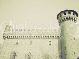 vintage sepia castello medievale, turin, italy