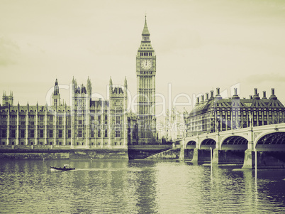 vintage sepia houses of parliament, london